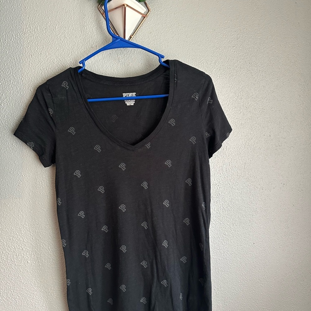 PINK Victoria's Secret Black Fitted Short Sleeve Tee